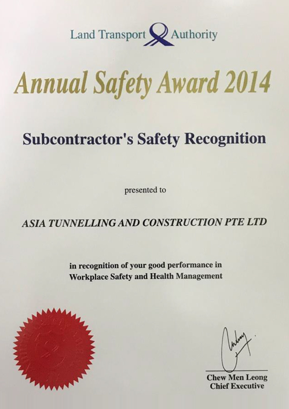 Annual Safety Award fro LTA 2014