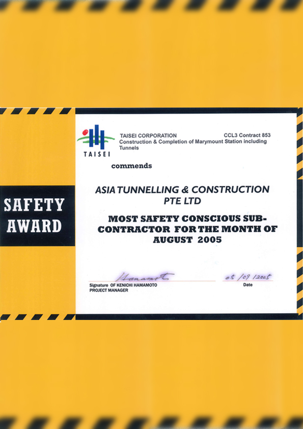 Safety Awards form Taisei for C853 aug 2005